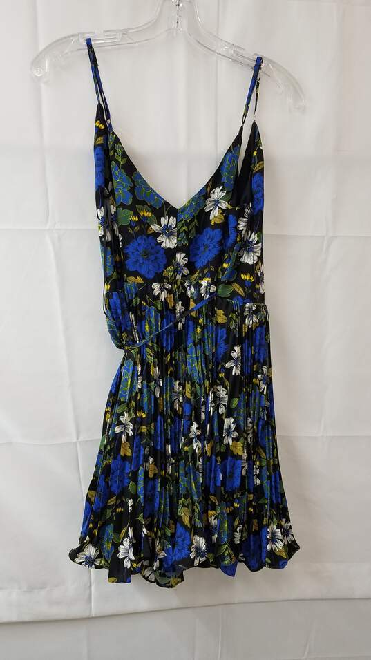 Lost + Wander Pisces Floral Pleated Wrap Dress Black Yellow/Purple image number 2