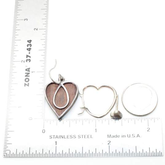 Bundle Of 3 Sterling Silver Heart Shaped Earrings - 8.3g image number 5