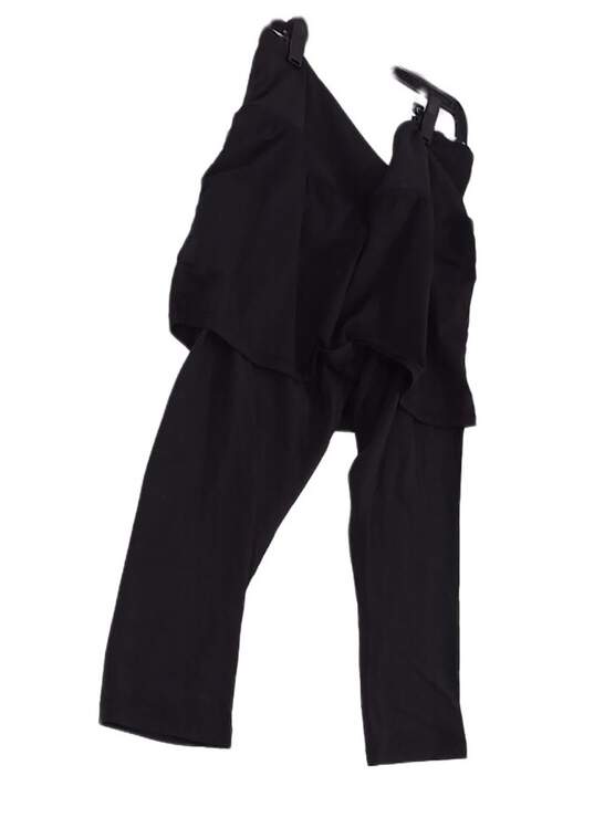 Womens Black Elastic Waist Elation 2 In 1 Activewear Capri Pants Size XL image number 3