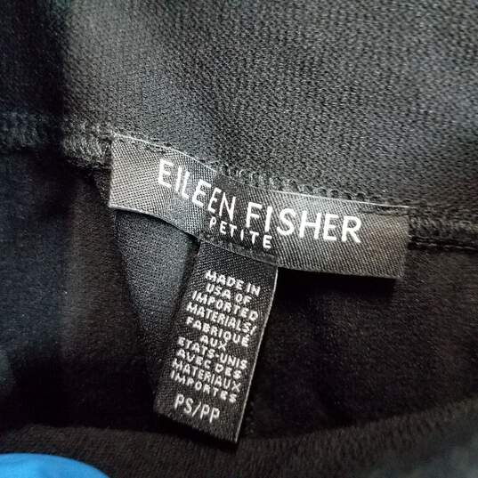 Eileen Fisher black knit straight leg pants PS image number 3