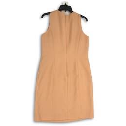 NWT Womens Orange Sleeveless Round Neck Back Zip Sheath Dress Size 10 alternative image