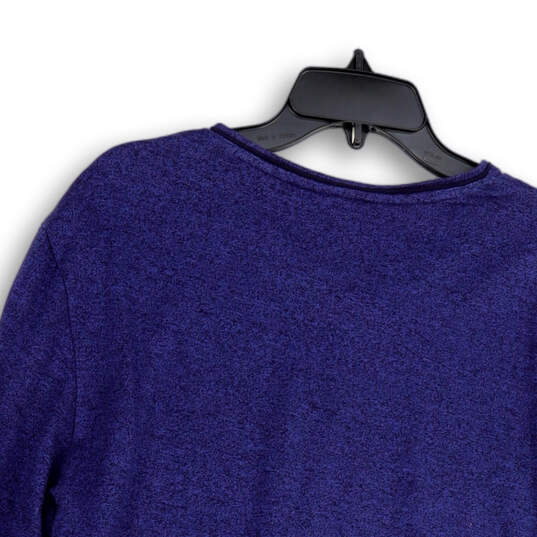 Womens Blue V-Neck Long Sleeve Stretch Pullover T-Shirt Size Large image number 4