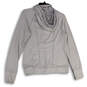 Womens Gray Striped Stretch Long Sleeve Pocket Pullover Hoodie Size M image number 2