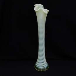Vintage Vaseline Swung Glass 15" Vase