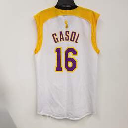 Mens White Yellow Los Angeles Lakers Gasol #16 Basketball-NBA Jersey Size L alternative image