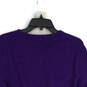 Mens Purple Knitted V-Neck Long Sleeve Pullover Sweater Size Medium image number 4
