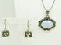 Artisan 925 Blue Lace Agate Pendant Necklace & Angel Earrings 24.9g image number 2