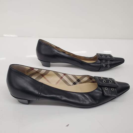 Burberry Black Leather Buckle Low Heels Women's Size 9.5 image number 2