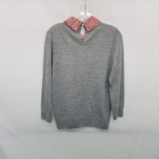 J. Crew Gray Merino Wool Collared Pullover Knit Top WM Size S image number 3