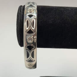 Designer Brighton Capella Silver-Tone Enamel Crystal Stone Bangle Bracelet
