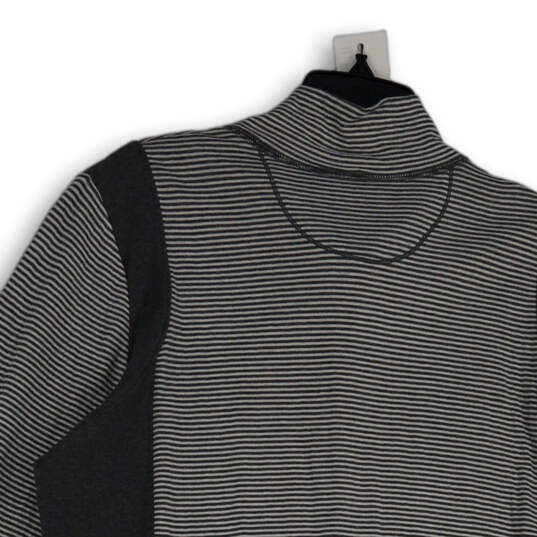 Womens Gray White Striped Mock Neck Long Sleeve Full-Zip Jacket Size 2XL image number 4
