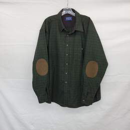 Pendleton Vintage Teal & Blue Wool Plaid Snap Button Shirt MN Size L