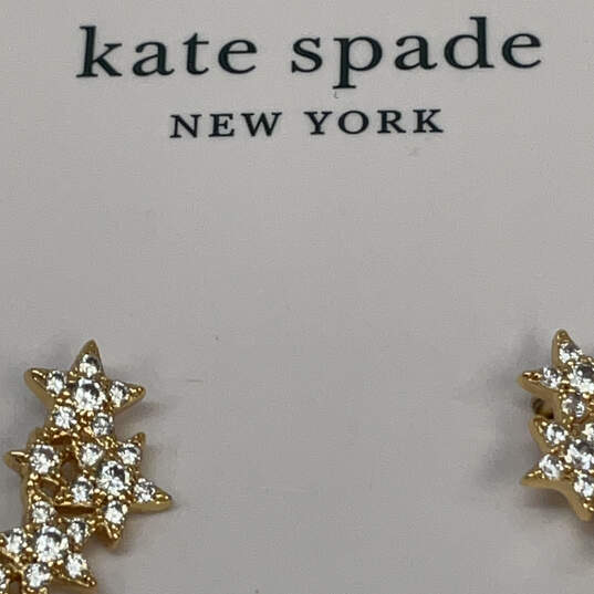 Designer Kate Spade Gold-Tone Multiple Stars Rhinestone Drop Earrings image number 4