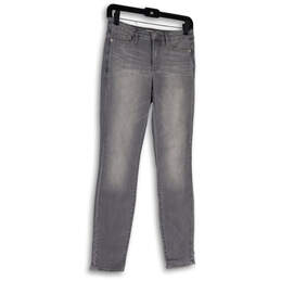 Womens Gray Light Wash Pockets Stretch Denim Skinny Leg Jeans Size 2