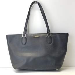 Kate Spade Black Leather Shopper Zip Tote Bag