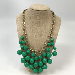 Designer Stella & Dot Jolie Gold-Tone Link Chain Green Beaded Necklace