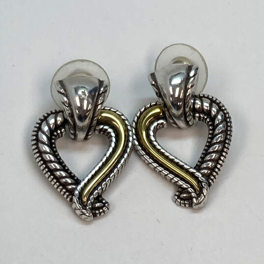 Designer Brighton Womens Two Tone Callie Heart Shape Drop Earrings image number 2