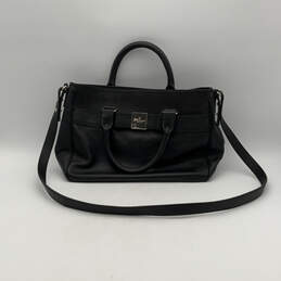 Womens Black Leather Inner Pocket Adjustable Strap Zipper Satchel Bag Purse