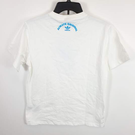 Adidas Women White Logo Flower T Shirt S NWT image number 2