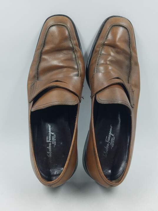 Authentic Salvatore Ferragamo Brown Penny Loafers M 9.5E image number 6