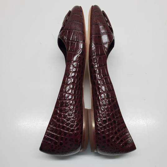 Tory Burch Brown Croc Embossed Square Toe Georgia Ballet Flat Women's Size 5M image number 4