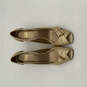 Womens Beige Leather Classic Peep Toe Slip-On Wedge Pump Heels Size 9 image number 2