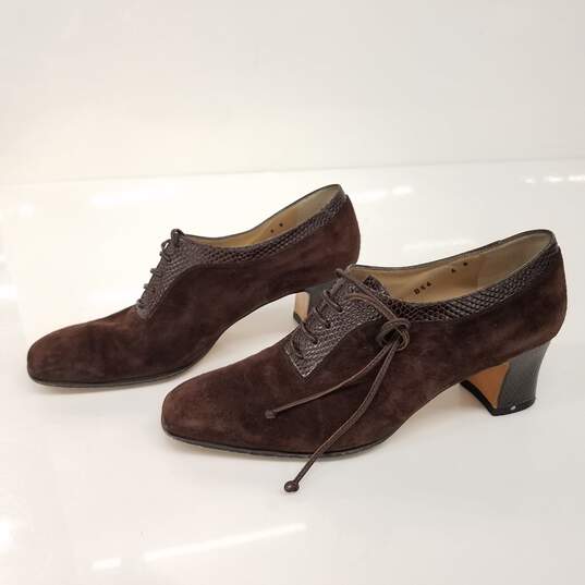 Salvatore Ferragamo Brown Suede Pointed Loafer Pumps Women's Size 6 image number 1
