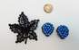 VNTG Weiss Icy Black Leaf Brooch w/Icy Blue Clip-On Earrings 34.4g image number 7