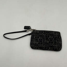 Womens Black Silver Monogram Bag Charm Detachable Strap Wristlet Wallet alternative image
