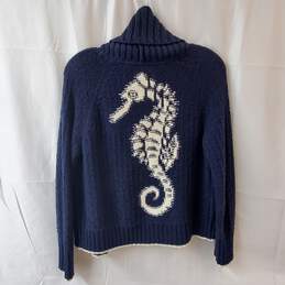 Maeve Blue Seahorse Knit Button Up Cardigan Sweater Size XXS alternative image