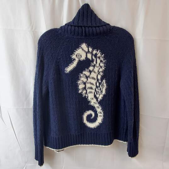Maeve Blue Seahorse Knit Button Up Cardigan Sweater Size XXS image number 2