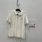 Burberry Mens White Tan Spread Collar Short Sleeve Polo Shirt Size L With COA image number 1