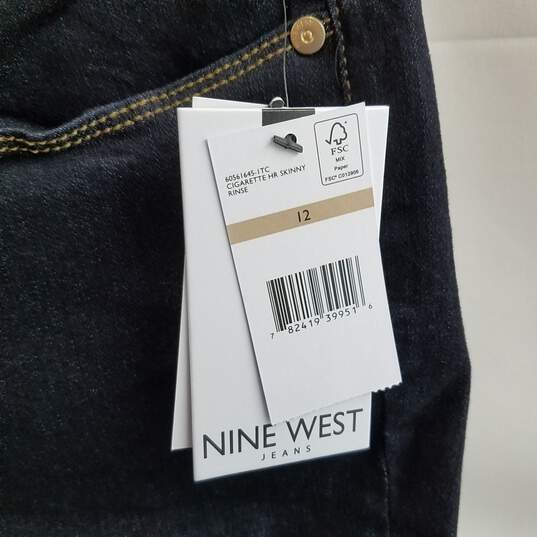 Nine West Women's Dark Blue Cigarette High Rise Skinny Jeans Size 12 image number 4