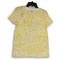Womens White Yellow Floral Short Sleeve Split Neck Pullover T-Shirt Size S image number 2