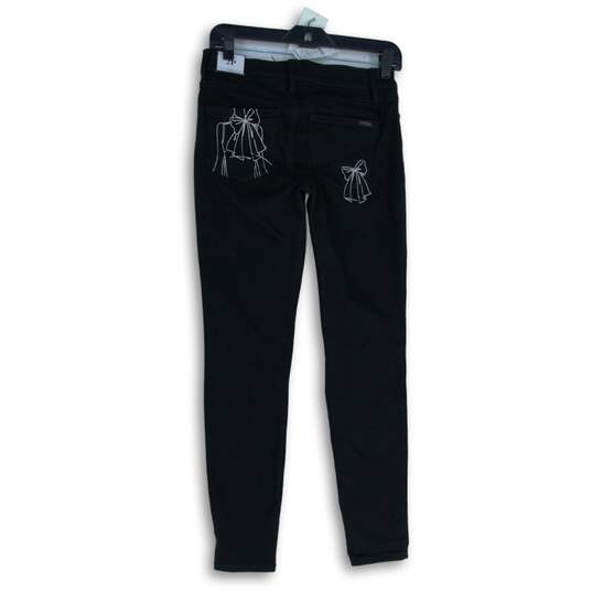 NWT White House Black Market Womens Black Denim Mid-Rise Skinny Leg Jeans Sz 2P image number 2