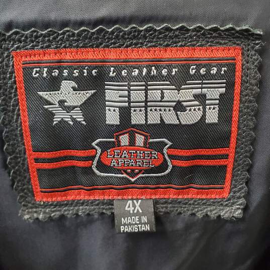 Men's Black First Leather Apparel Leather Vest Size 4X image number 4
