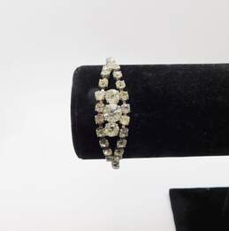 Vintage Icy Rhinestone & Faux Pearl Clip-On Earrings Necklace & Bracelet 67.5g alternative image