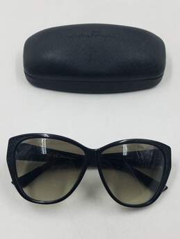 Salvatore Ferragamo Oversized Black Snakeskin Sunglasses