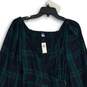 NWT Old Navy Womens Green Navy Blue Plaid Balloon Sleeve Wrap Blouse Top Sz XXL image number 3