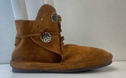 Minnetonka Men's Brown Suede Two Button Soft Sole Moccasin Boots Sz. 12