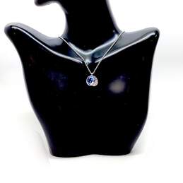 Designer Swarovski Silver-Tone Link Chain Gloria Crystal Pendant Necklace