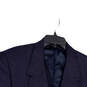 Mens Blue Long Sleeve Pockets Notch Lapel Single Breasted Suit Blazer 46R image number 3