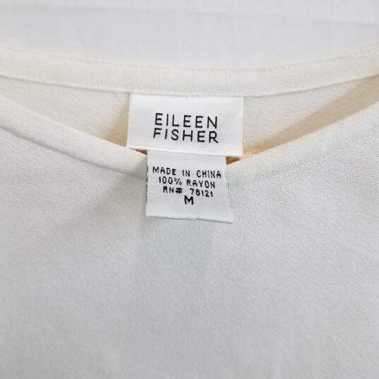 Eileen Fisher ivory white cropped tank top 100% rayon M image number 4