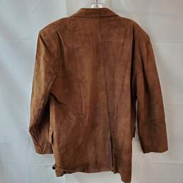 Size 46 Brown Leather Suede Double Button Jacket alternative image