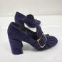 Prada Women's Blue Suede Fringe Trim Heeled Loafers Size 6.5 w/COA image number 4