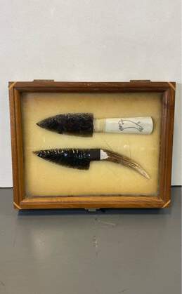 Black Obsidian Arrowhead Tools Hand Carved Native American Sculpture Traditional
