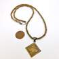 Siesta 925 Etched Basket Square Pendant Twisted Mesh & Herringbone Chain Necklace 14g image number 6