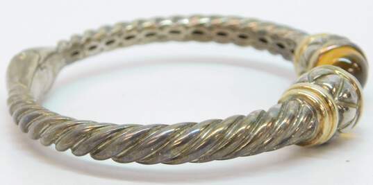 Designer Lorenzo 925 & 18K Yellow Gold Citrine Tip Cable Cuff Bracelet 43.1g image number 7