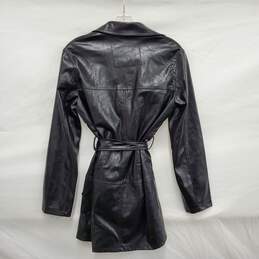 Bershka WM's Black Faux Leather Belted Jacket Size XS / Like New alternative image
