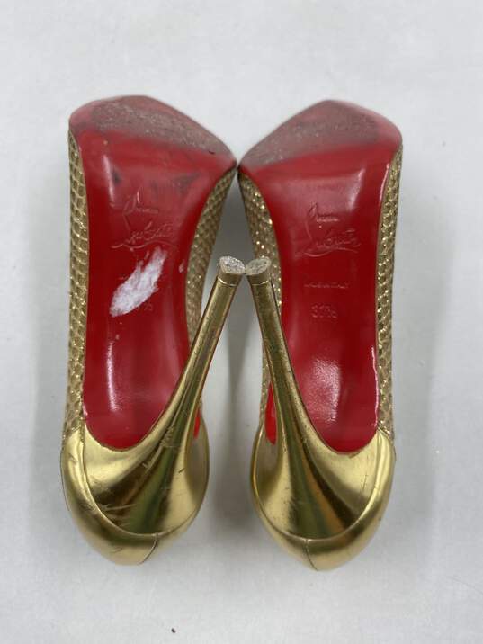 Christian Louboutin Gold Pump Heel Women 6.5 image number 6